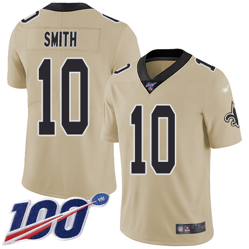 Men New Orleans Saints Limited Gold Tre Quan Smith Jersey NFL Football #10 100th Season Inverted Legend Jersey